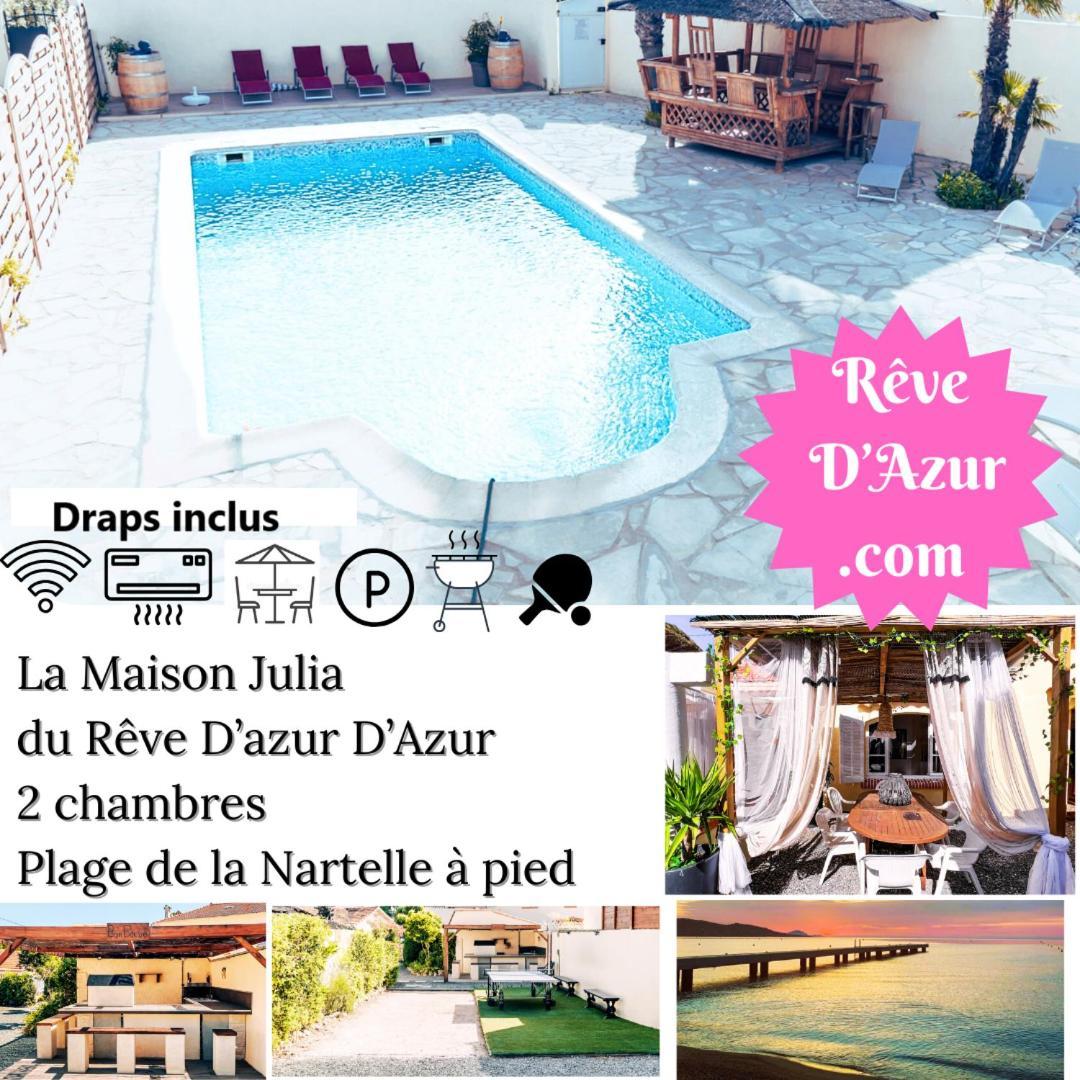 Reve D'Azur, 2 Chambres, Maison Julia En Bord De Mer A La Nartelle, Piscine Partagee, Parking & Terrasse Bbq, Wifi Et Draps Inclus Plage A Pied Сент-Максім Екстер'єр фото